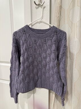 SO Open-Knit Crewneck Sweater